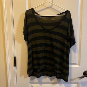 James Perse Oversized Cap Sleeve Lightweight Striped Shirt Size 2/M